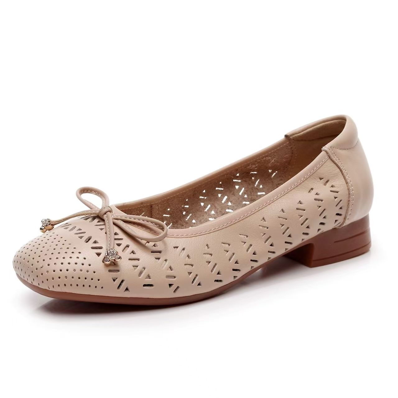 Casual Sandal Leather - Damen Echtleder Hohlschuh mit Schleife in